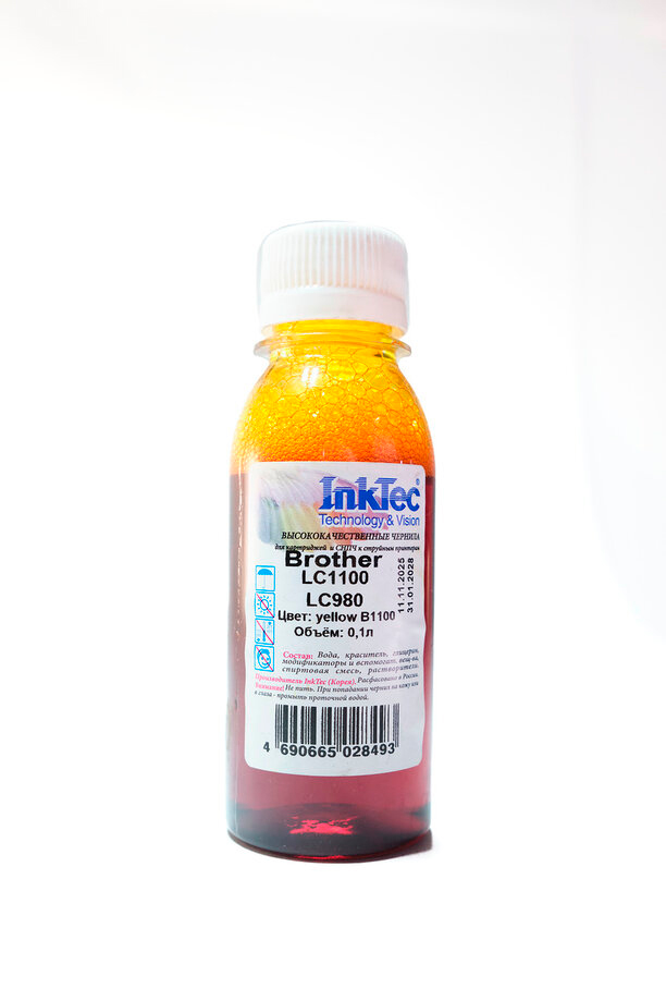 Чернила InkTec (B1100) для Brother LC1100/ LC980,Y, 0,1л
