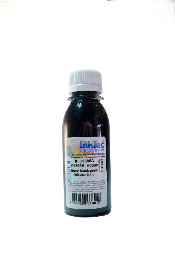 Чернила InkTec (H5088) для HP C9385A/ C9396A, Пигментные, Bk, 0,1 л.