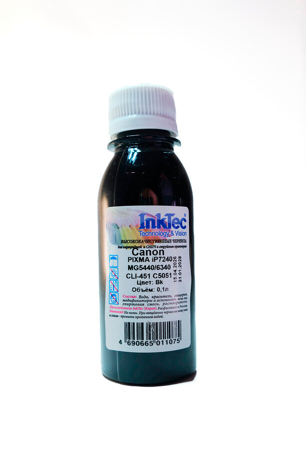 Чернила InkTec (C5051) для Canon PIXMA iP7240/MG5440/6340 (CLI-451), Bk, 0,1 л.