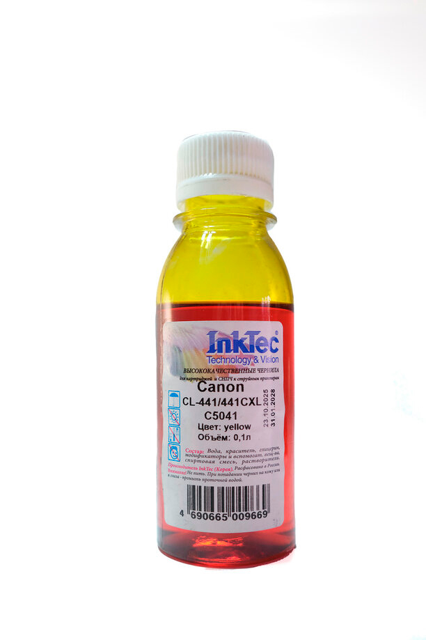 Чернила InkTec (C5041) для Canon CL-441/441CXL, Y, 0,1 л.